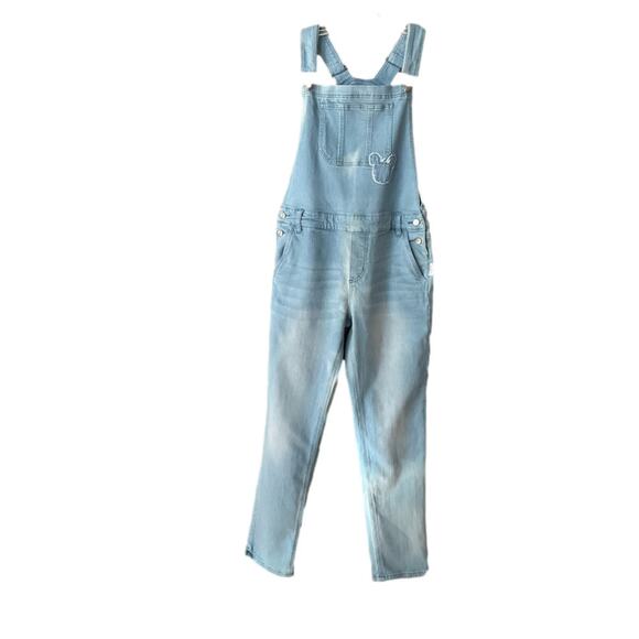 Disney Women's Our Universe Mickey Mouse 28 Overalls Blue Jeans Long Pant XS NEW - Picture 1 of 12